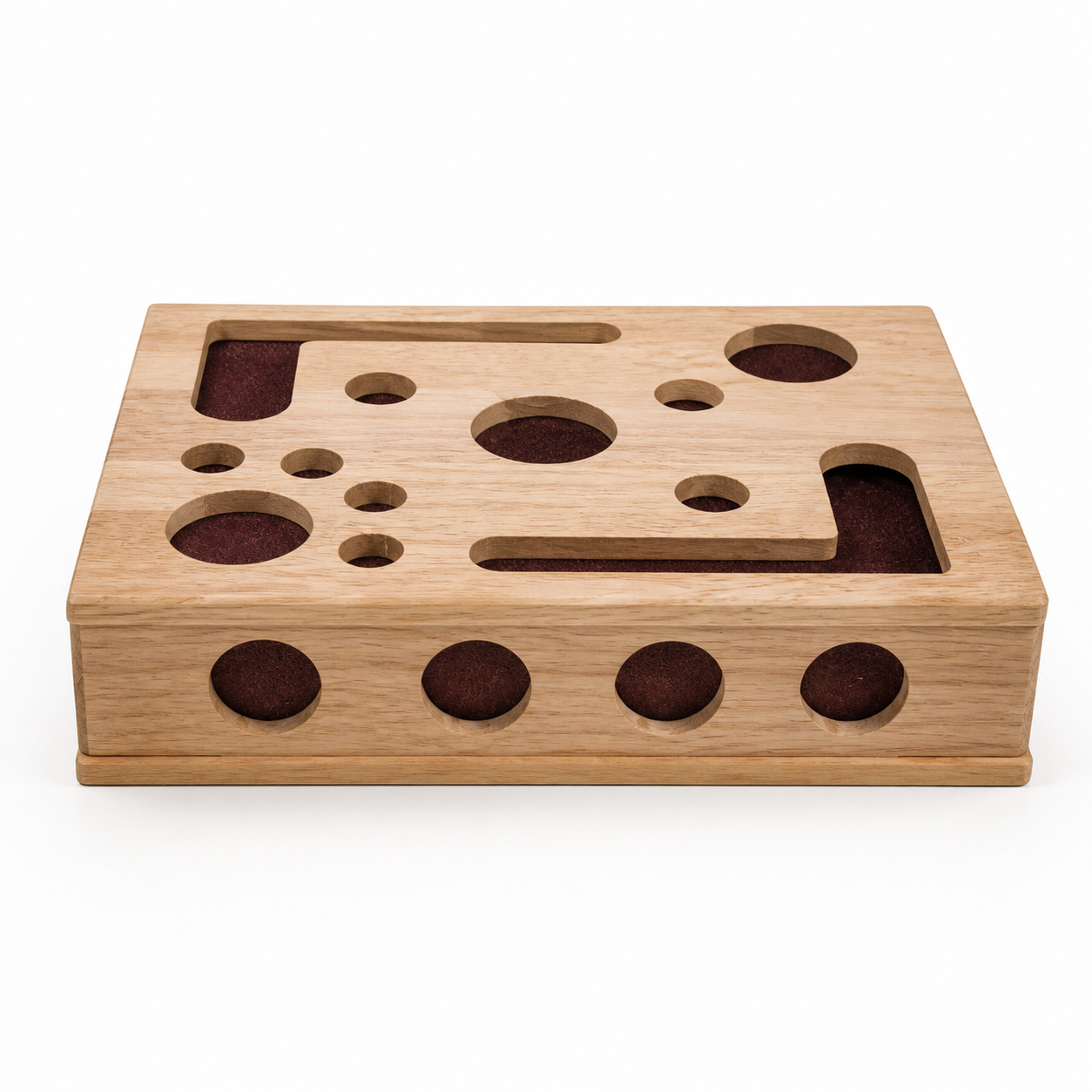Solid Oak Cat Nail-File Enrichment Puzzle Box with Replaceable Scratch-Paper Inserts — clean background product view