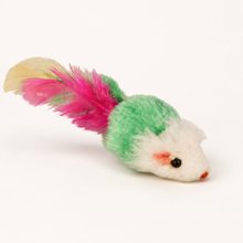 Colorful Feather-Tail Plush Mouse Cat Toys for Indoor Chase & Pounce Play — clean background product view