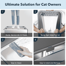 XXL 304 Stainless-Steel Cat Litter Box with High Sides, Low Entry & Non-Slip Accessories