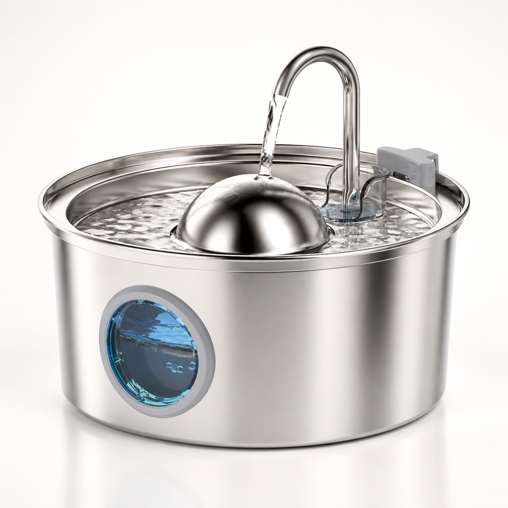 3.2-Liter Stainless-Steel Cat Water Fountain with Multi-Filter — clean background product view