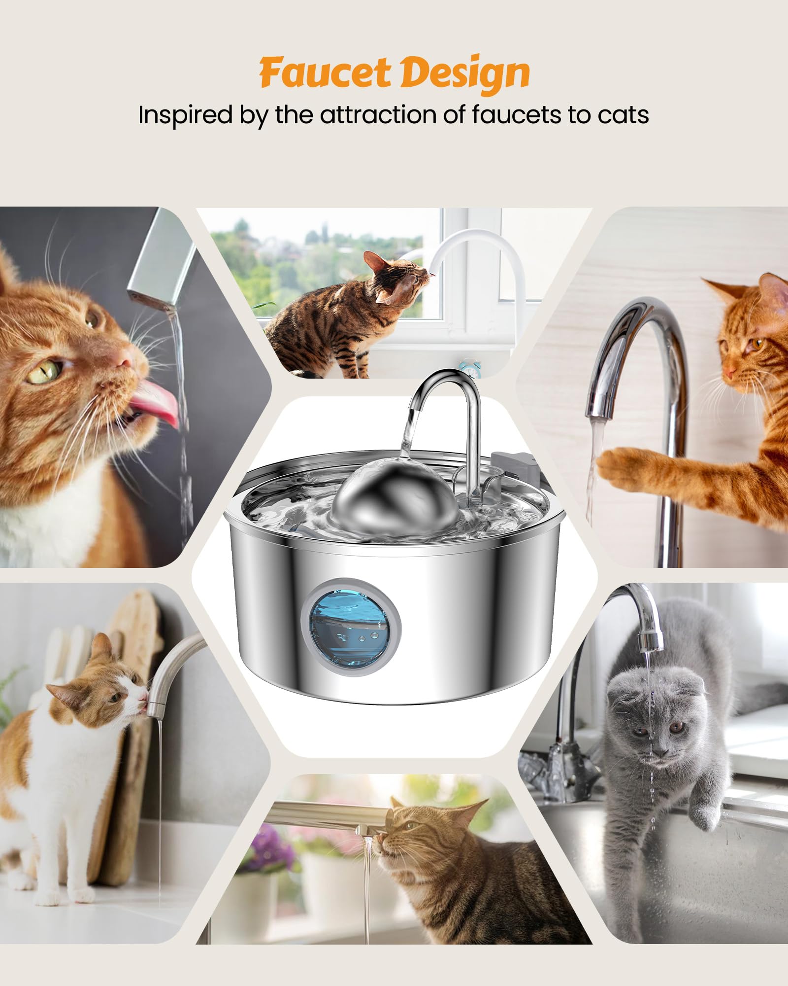 3.2-Liter Stainless-Steel Cat Water Fountain with Multi-Filter — product detail 7
