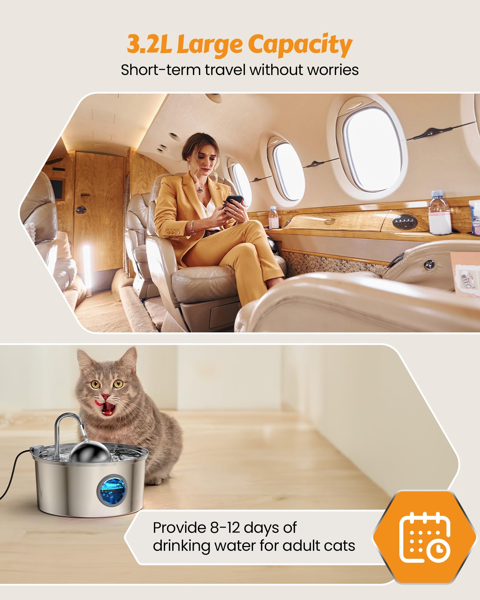 3.2-Liter Stainless-Steel Cat Water Fountain with Multi-Filter — product detail 9
