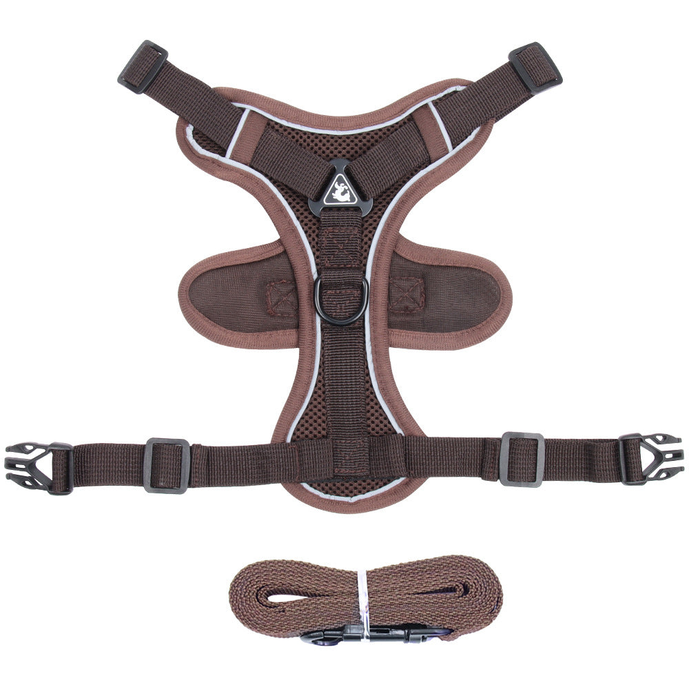 Reflective Mesh Cat Harness and Leash Set — Coffee variant