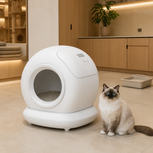78-Liter Smart Self-Cleaning Cat Litter Box — cat-friendly home interior
