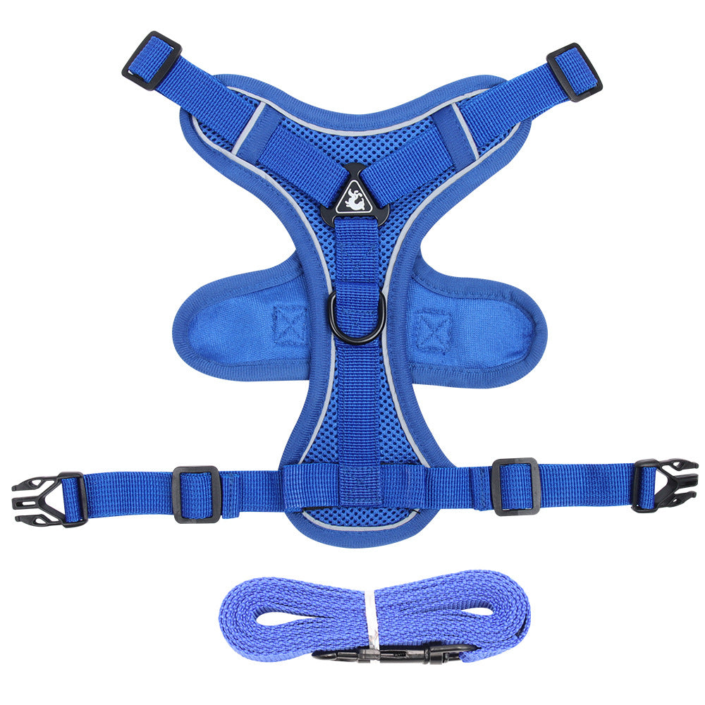 Reflective Mesh Cat Harness and Leash Set — Blue variant