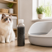 Activated-Carbon Cat Litter Deodorizer Beads in a cat-friendly home interior