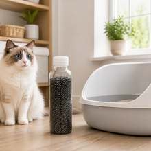 Activated-Carbon Cat Litter Deodorizer Beads in a cat-friendly home interior