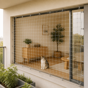 Adjustable Cat Balcony Secondary Safety Net — cat-friendly home interior