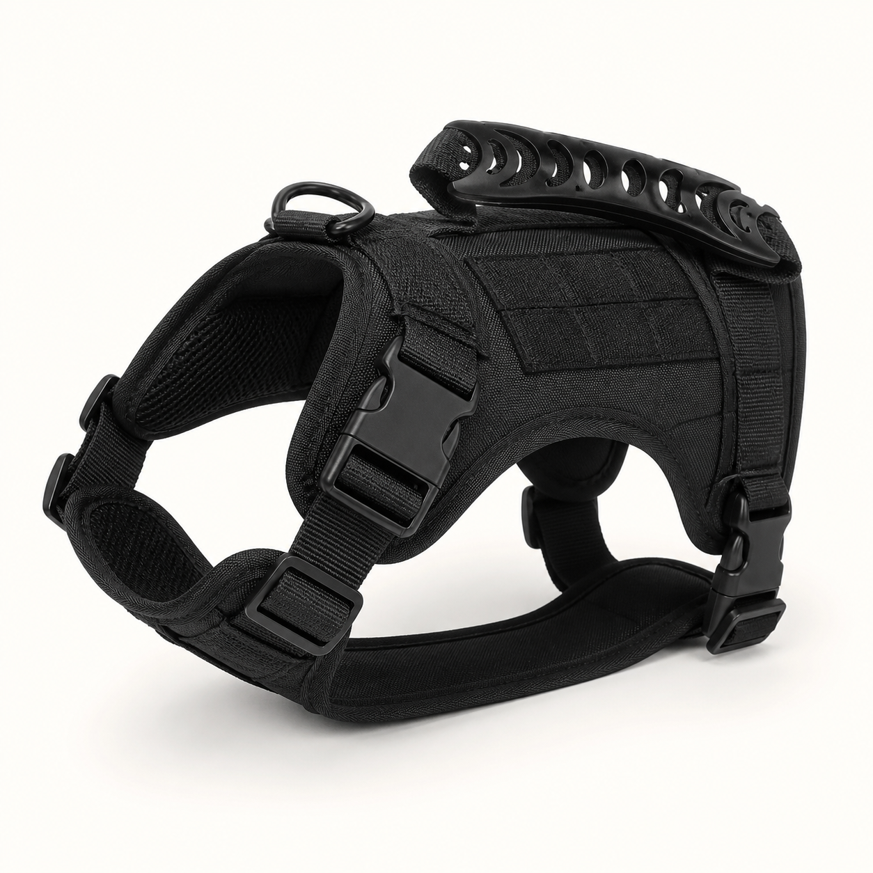 Adjustable Tactical Cat Harness in Black — clean background product view