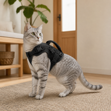 Adjustable Tactical Cat Harness in Black — cat-friendly home interior
