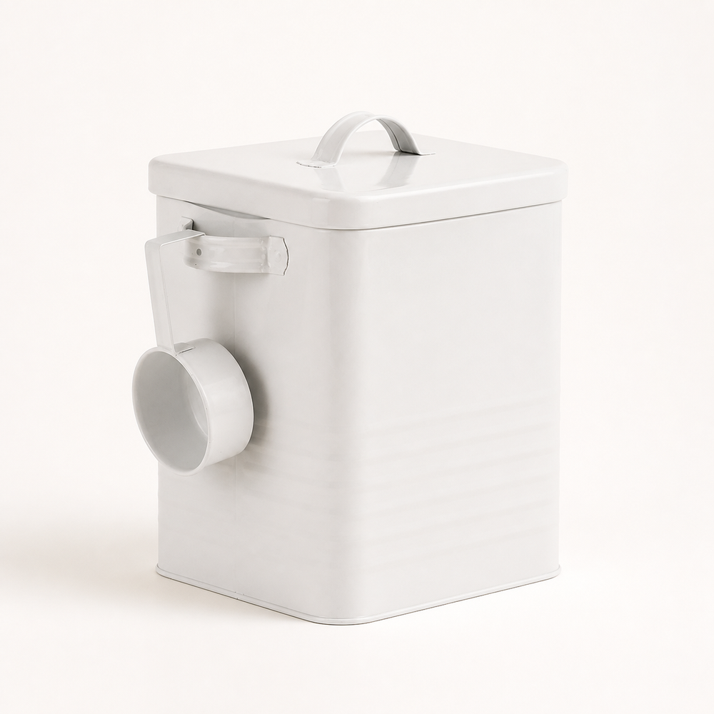 Airtight Metal Cat Food Storage Container on a clean background