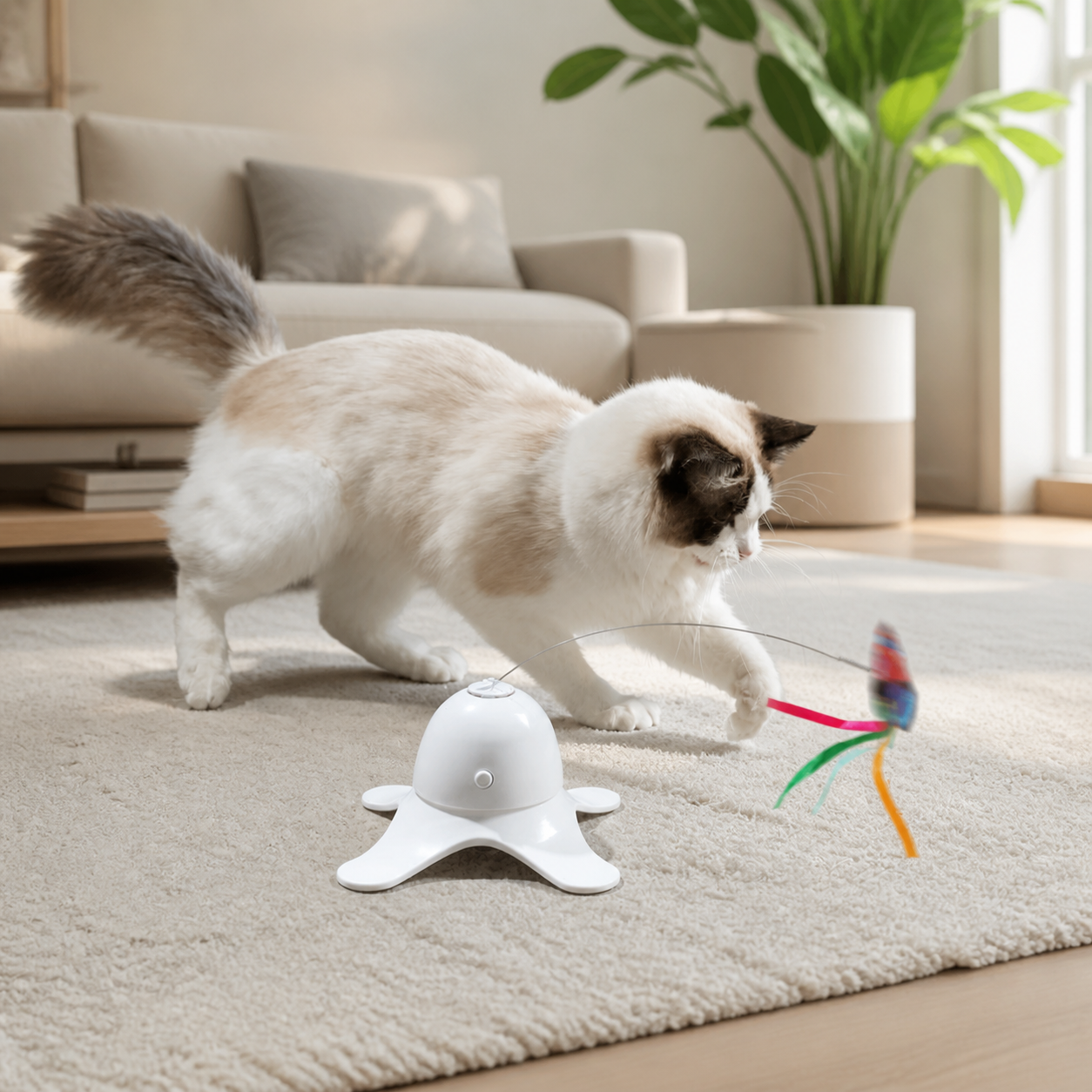 Automatic Rotating Butterfly Cat Toy — cat-friendly home interior