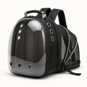 Black Expandable Ventilated Cat Carrier Backpack — clean background product view