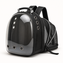 Black Expandable Ventilated Cat Carrier Backpack — clean background product view