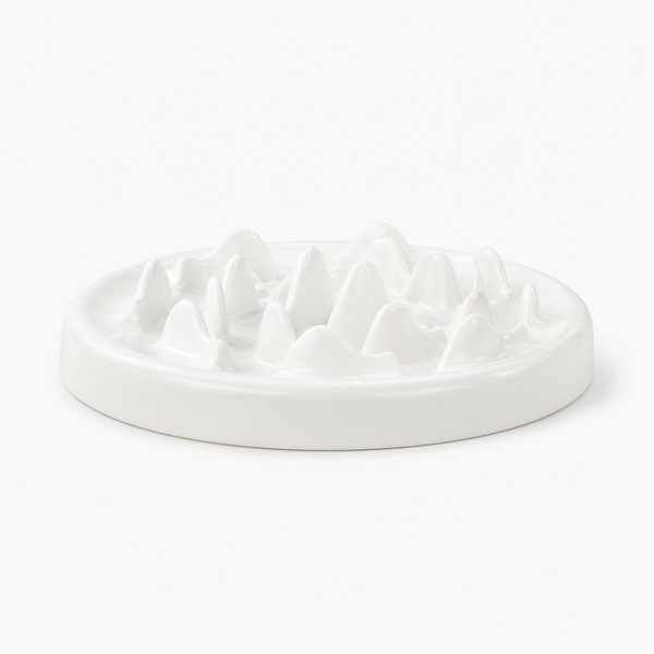 Ceramic Maze Slow-Feeder Bowl for Cats — clean background product view