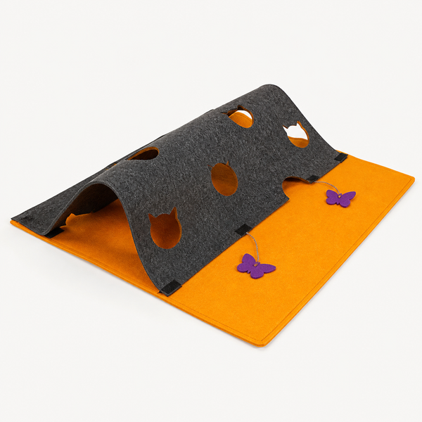 Convertible Felt Cat Puzzle Tunnel Mat — clean background product view