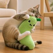 Crunchy Pickle Catnip Kicker Toy with Textured Mesh — cat-friendly home interior