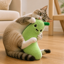 Crunchy Pickle Catnip Kicker Toy with Textured Mesh — cat-friendly home interior