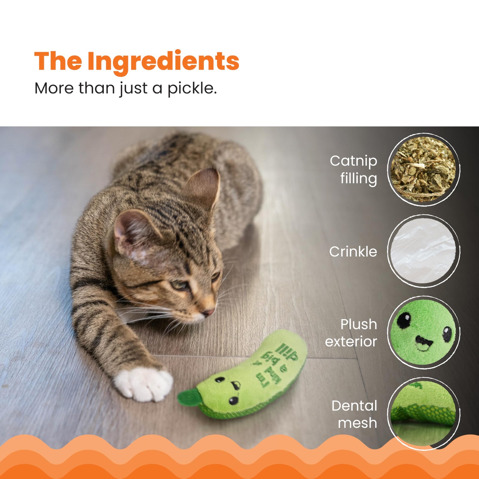 Crunchy Pickle Catnip Kicker Toy with Textured Mesh — product detail 4