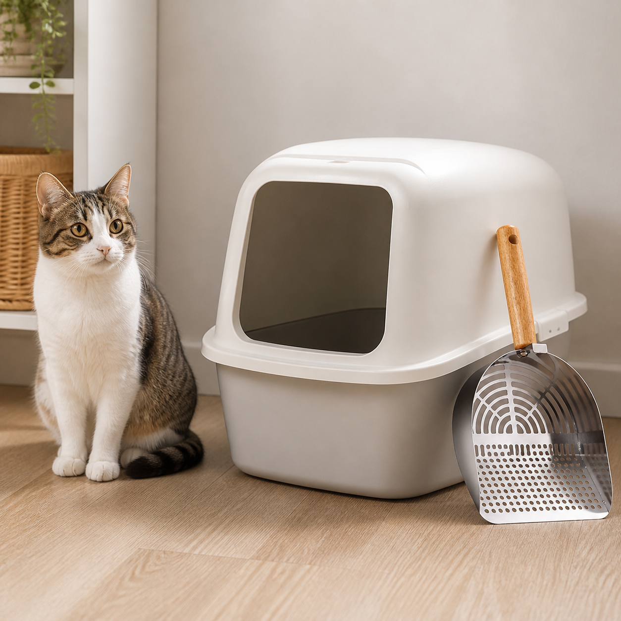 Deep Stainless-Steel Cat Litter Scoop — cat-friendly home interior