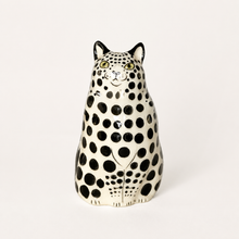 Black Polka-Dot Cat-Shaped Resin Accent Vase — clean background product view