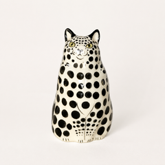 Black Polka-Dot Cat-Shaped Resin Accent Vase — clean background product view