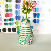 Black Polka-Dot Cat-Shaped Resin Accent Vase — product detail 5