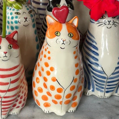 Black Polka-Dot Cat-Shaped Resin Accent Vase — product detail 8