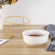 Elevated Tilted Ceramic Cat Bowl with Gold Stand — product detail 2