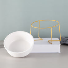 Elevated Tilted Ceramic Cat Bowl with Gold Stand — product detail 3