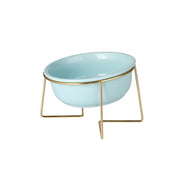 Elevated Tilted Ceramic Cat Bowl with Gold Stand — product detail 7