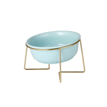 Elevated Tilted Ceramic Cat Bowl with Gold Stand — product detail 7