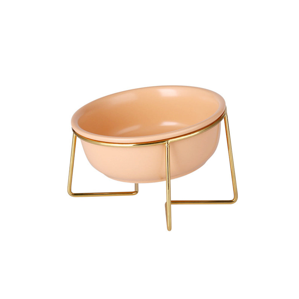 Elevated Tilted Ceramic Cat Bowl with Gold Stand — product detail 8