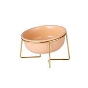 Elevated Tilted Ceramic Cat Bowl with Gold Stand — product detail 8