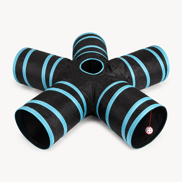 Five-Way Collapsible Cat Tunnel with Peek Window — clean background product view