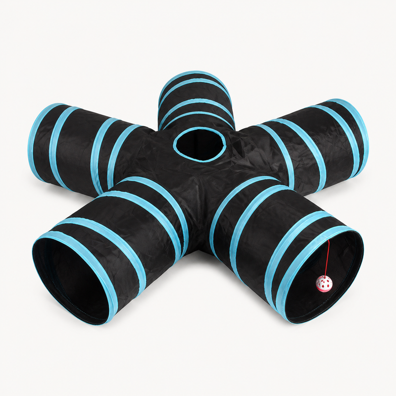 Five-Way Collapsible Cat Tunnel with Peek Window — clean background product view