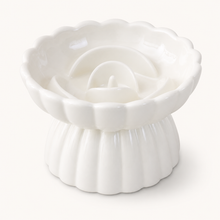 Flower-Shape Elevated Ceramic Slow-Feeder Bowl — clean background product view