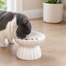 Flower-Shape Elevated Ceramic Slow-Feeder Bowl — cat-friendly home interior