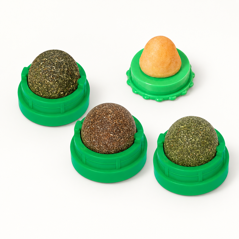 Four-Piece Catnip & Silvervine Wall Ball Set — clean background product view