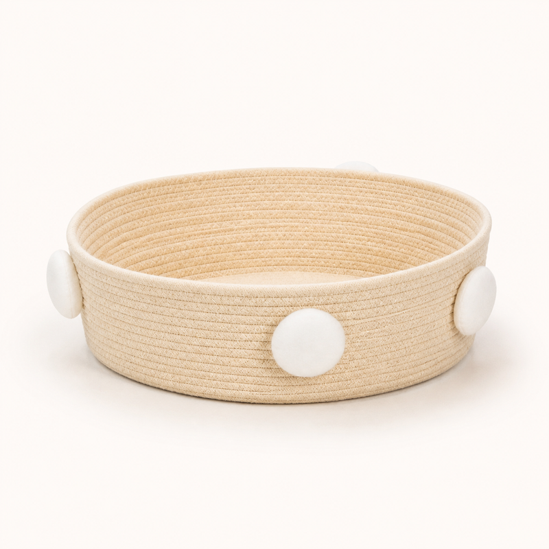 Handwoven Cotton-Rope Cat Basket Bed & Scratcher — clean background product view