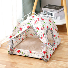 Large Cherry-Print Foldable Cat Tent Bed — product detail 2