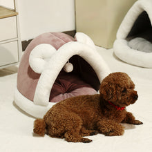 Large Coffee Plush Cat Cave Bed — product detail 2