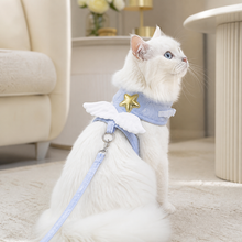 Light-Blue Angel-Wing Cat Harness & Leash Set — cat-friendly home interior