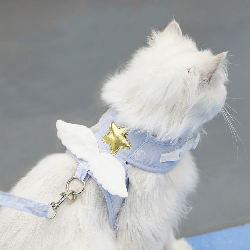 Light-Blue Angel-Wing Cat Harness & Leash Set — product detail 1