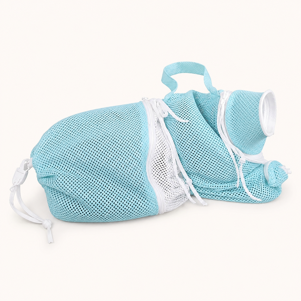 Adjustable Mesh Cat Grooming Support Bag on a clean background