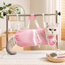 Adjustable Mesh Cat Grooming Support Bag in a cat-friendly home interior