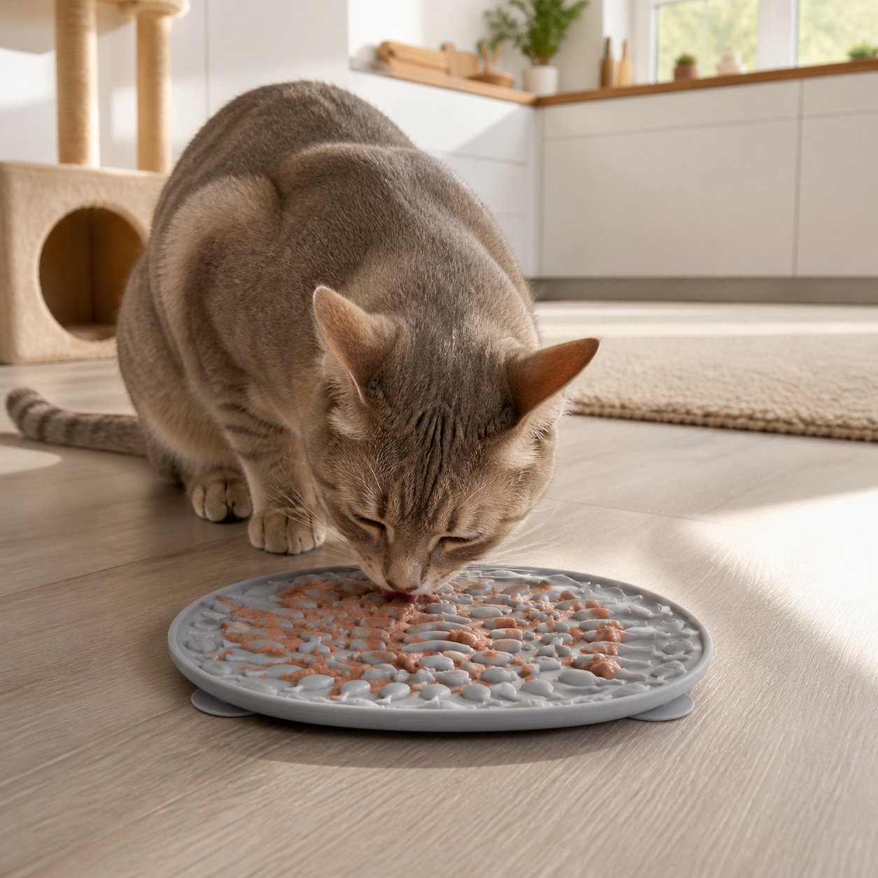 Oval Silicone Cat Lick Mat for Slow Feeding — cat-friendly home interior