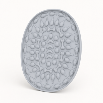 Oval Silicone Cat Lick Mat for Slow Feeding on a clean background