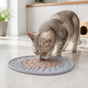 Oval Silicone Cat Lick Mat for Slow Feeding in a cat-friendly home interior
