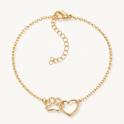 Peach-Heart Cat-Paw Charm Bracelet — clean background product view